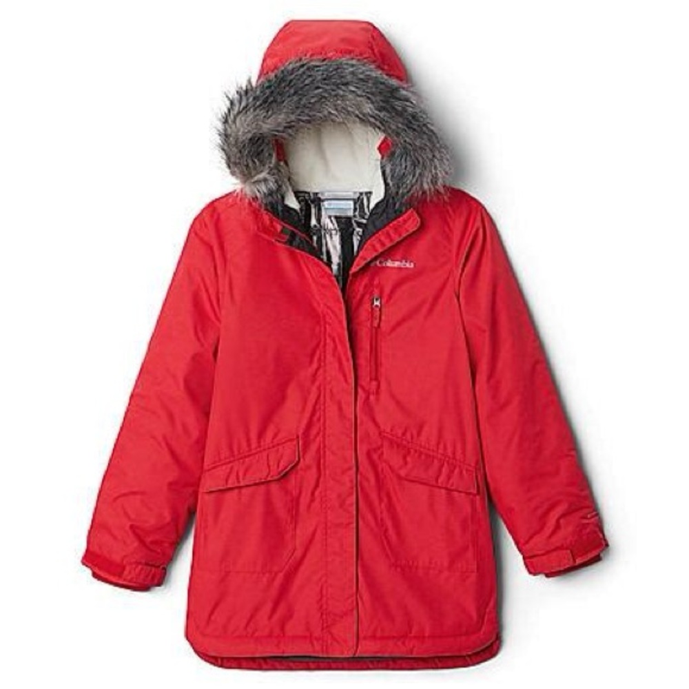 Columbia Suttle Mountain Kids Long Winter Coat Red Grow Outgrown NWT